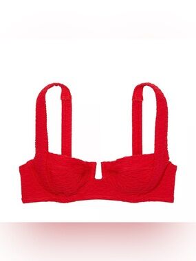 Victoria’s Secret Swim Full Coverage Bikini Top Red Textured Underwire | Size L